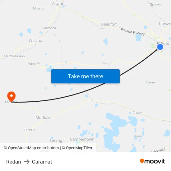 Redan to Caramut map
