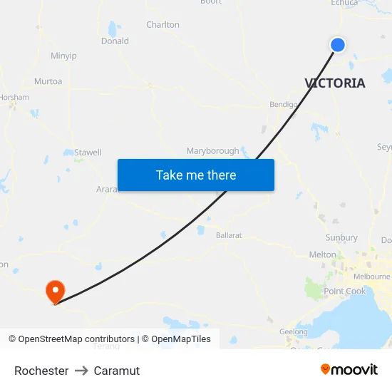 Rochester to Caramut map
