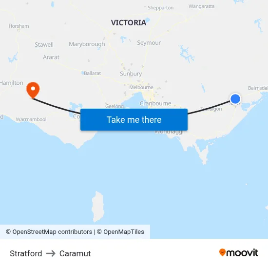 Stratford to Caramut map