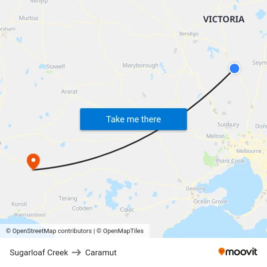 Sugarloaf Creek to Caramut map