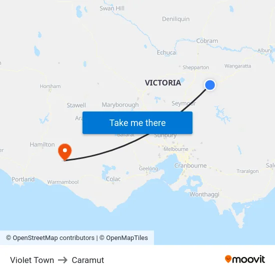 Violet Town to Caramut map