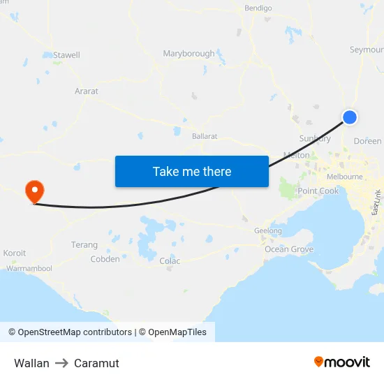 Wallan to Caramut map