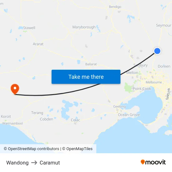 Wandong to Caramut map