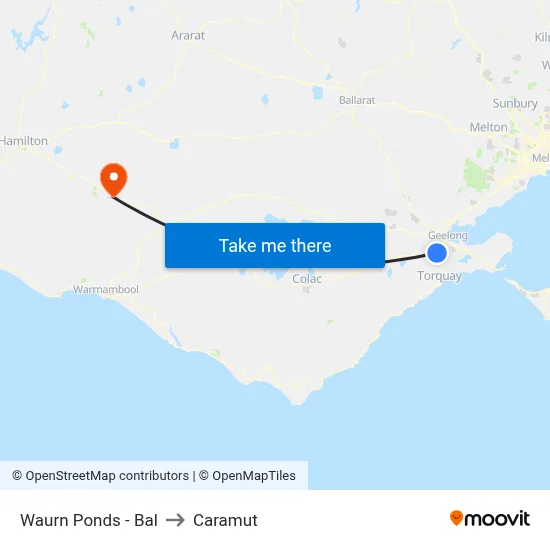 Waurn Ponds - Bal to Caramut map
