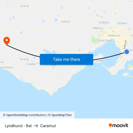 Lyndhurst - Bal to Caramut map