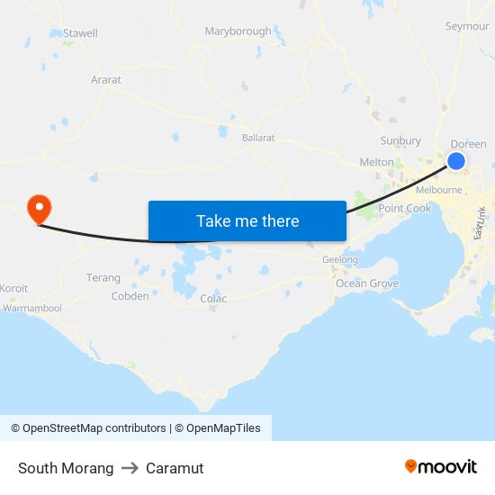 South Morang to Caramut map