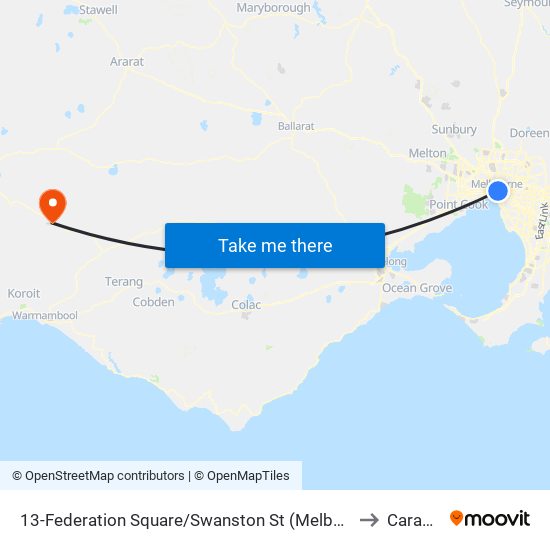13-Federation Square/Swanston St (Melbourne City) to Caramut map