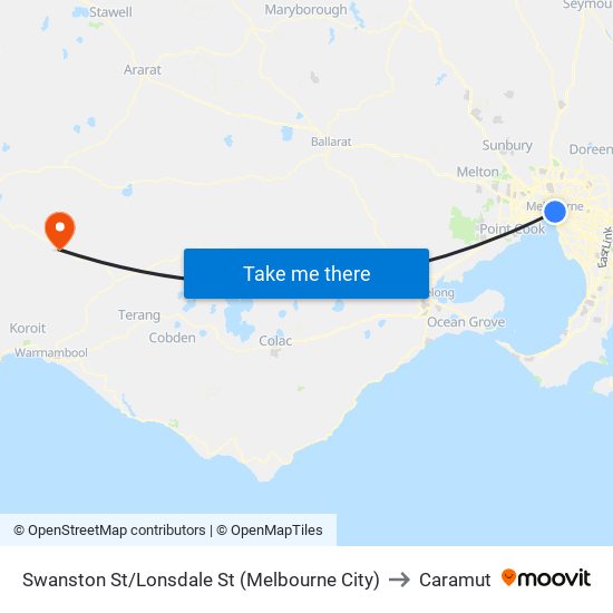 Swanston St/Lonsdale St (Melbourne City) to Caramut map