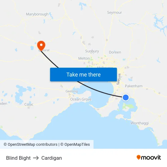 Blind Bight to Cardigan map