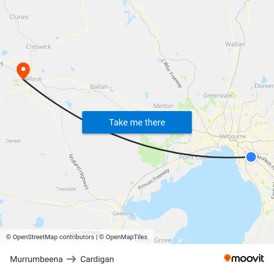 Murrumbeena to Cardigan map