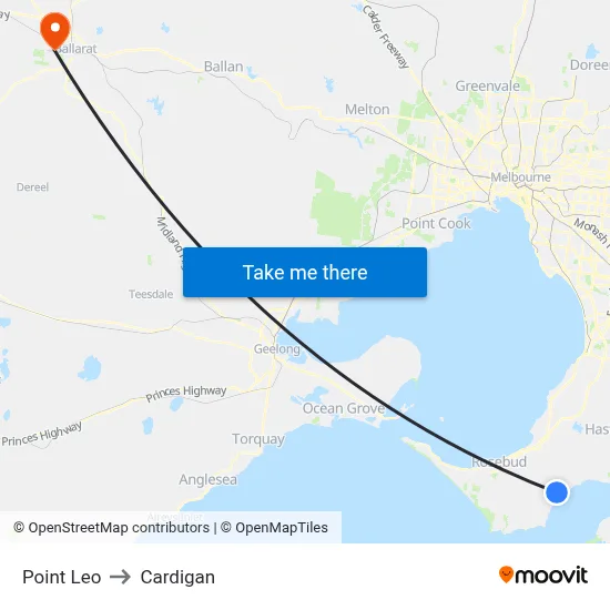 Point Leo to Cardigan map
