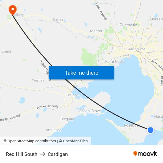 Red Hill South to Cardigan map