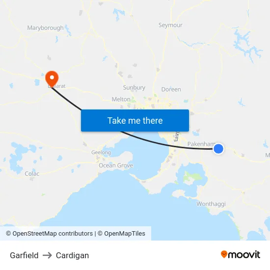 Garfield to Cardigan map