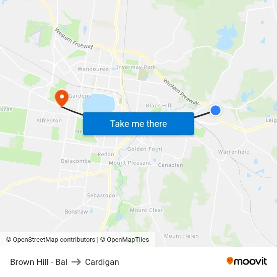 Brown Hill - Bal to Cardigan map