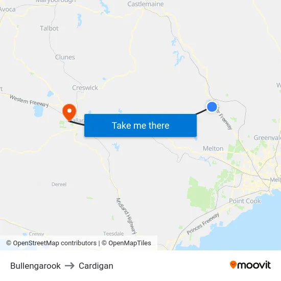Bullengarook to Cardigan map