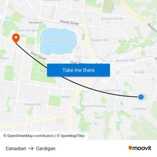 Canadian to Cardigan map