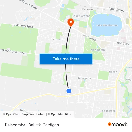 Delacombe - Bal to Cardigan map