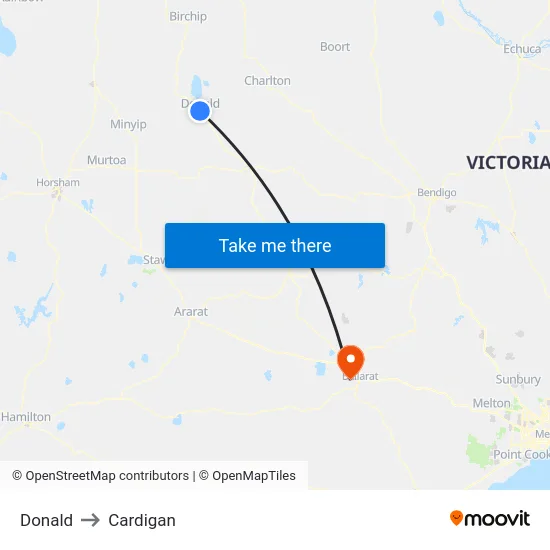 Donald to Cardigan map