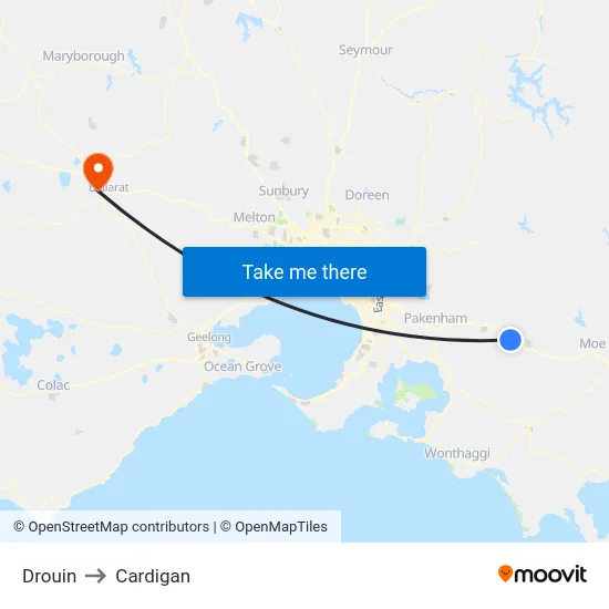 Drouin to Cardigan map