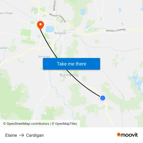 Elaine to Cardigan map