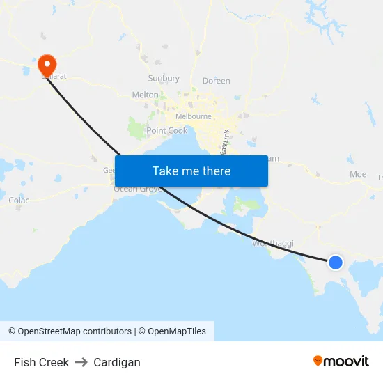 Fish Creek to Cardigan map