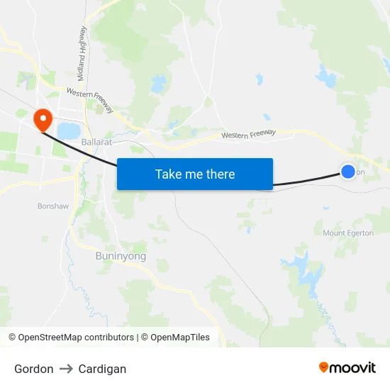 Gordon to Cardigan map