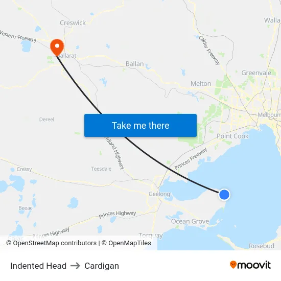Indented Head to Cardigan map