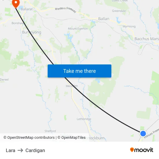 Lara to Cardigan map