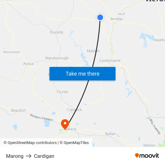 Marong to Cardigan map