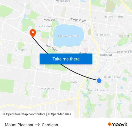 Mount Pleasant to Cardigan map