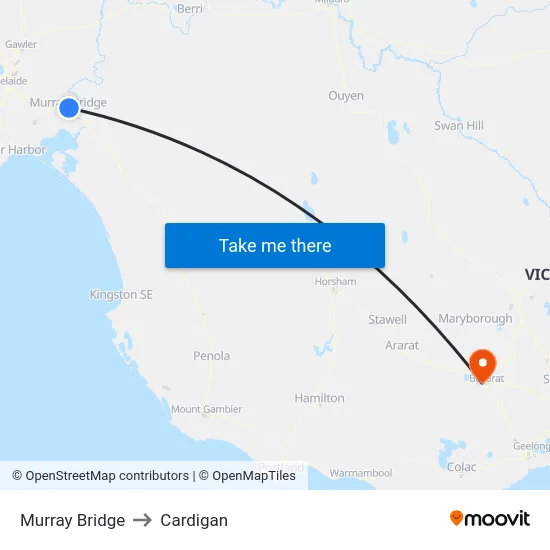 Murray Bridge to Cardigan map