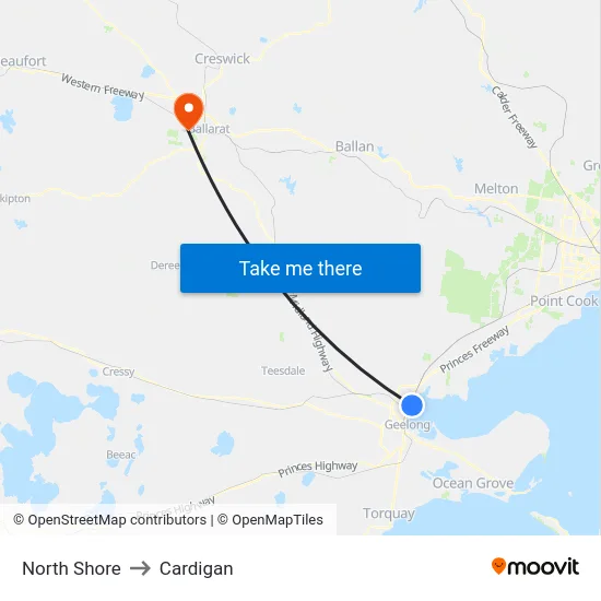 North Shore to Cardigan map