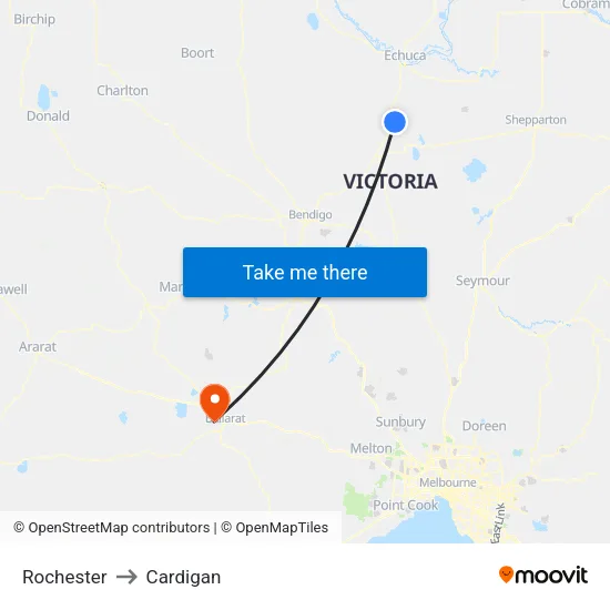 Rochester to Cardigan map