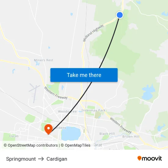 Springmount to Cardigan map
