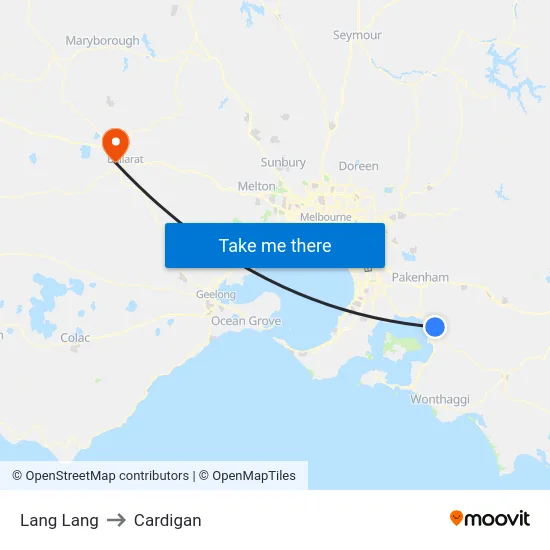 Lang Lang to Cardigan map