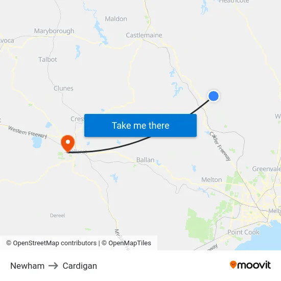 Newham to Cardigan map
