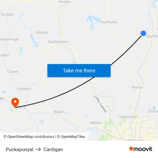Puckapunyal to Cardigan map