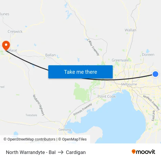 North Warrandyte - Bal to Cardigan map