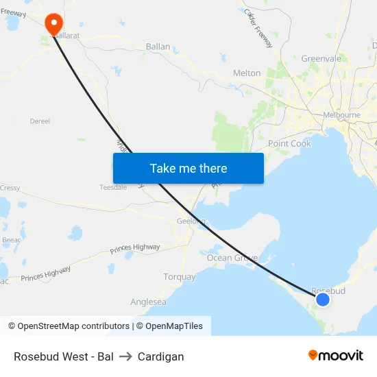 Rosebud West - Bal to Cardigan map