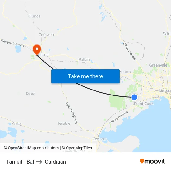 Tarneit - Bal to Cardigan map