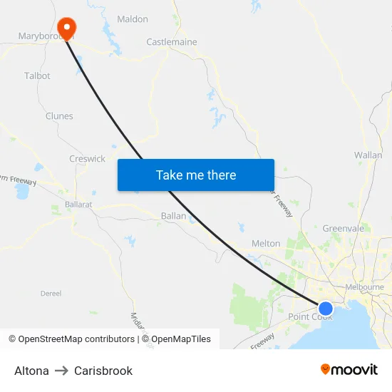 Altona to Carisbrook map
