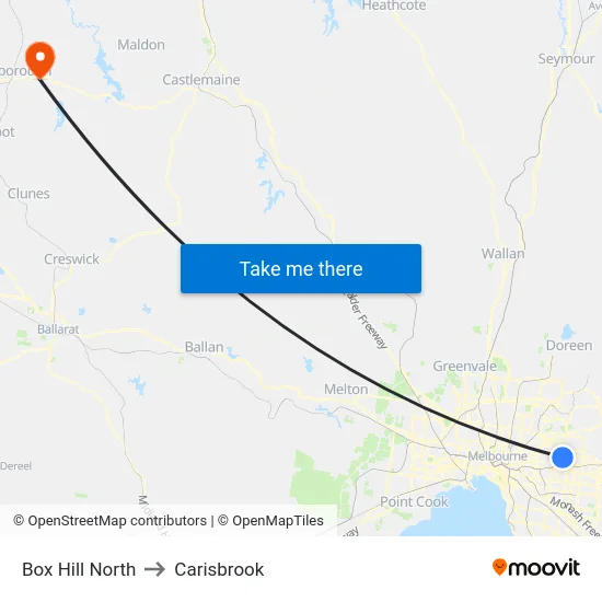 Box Hill North to Carisbrook map
