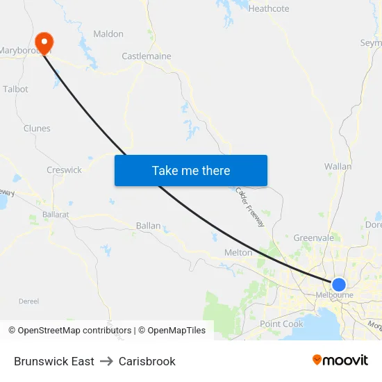Brunswick East to Carisbrook map
