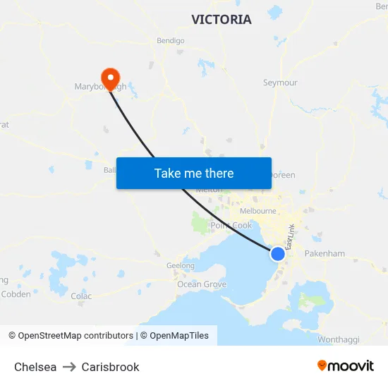 Chelsea to Carisbrook map
