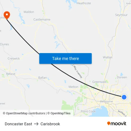 Doncaster East to Carisbrook map