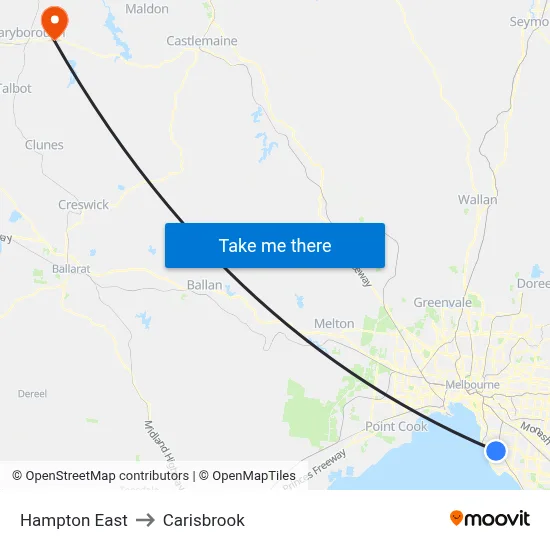 Hampton East to Carisbrook map