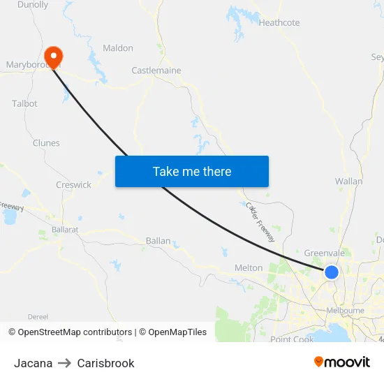Jacana to Carisbrook map