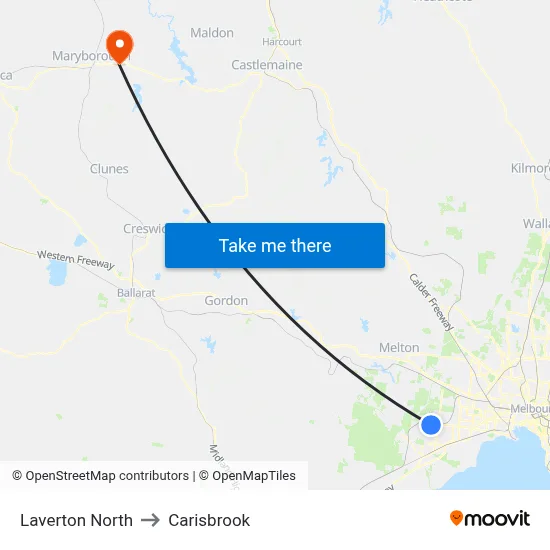 Laverton North to Carisbrook map