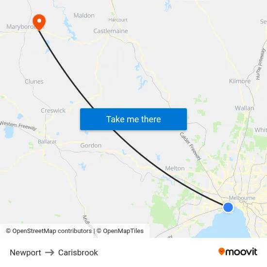 Newport to Carisbrook map