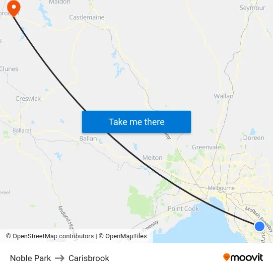 Noble Park to Carisbrook map
